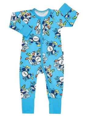 Bonds Wondersuit in Blue Drum Print Convertible Two Way Zip Romper